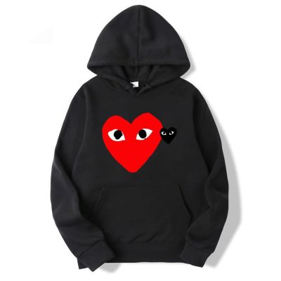 CDG Red Heart And Gray Heart Hoodie