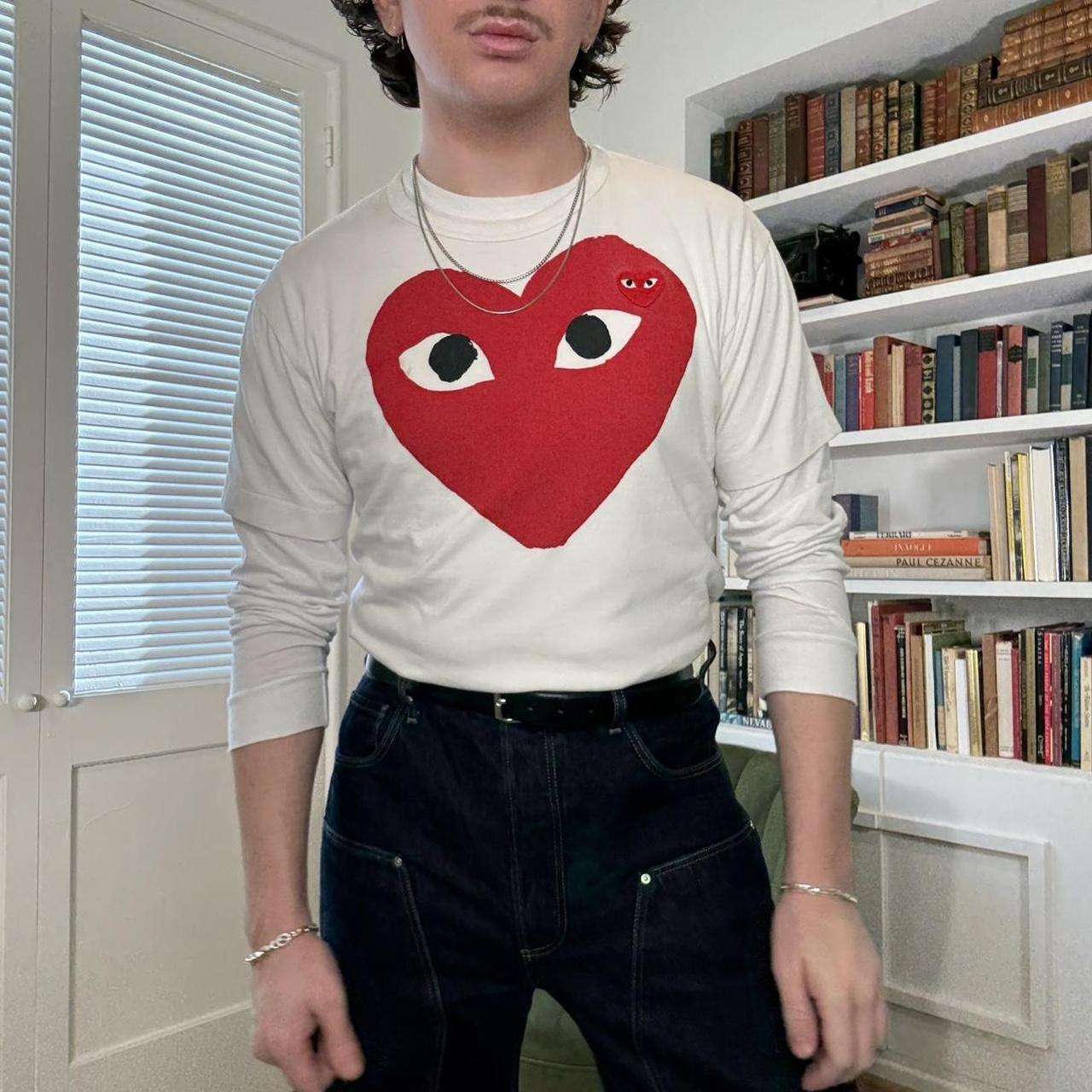 CDG White Tee with Double Heart