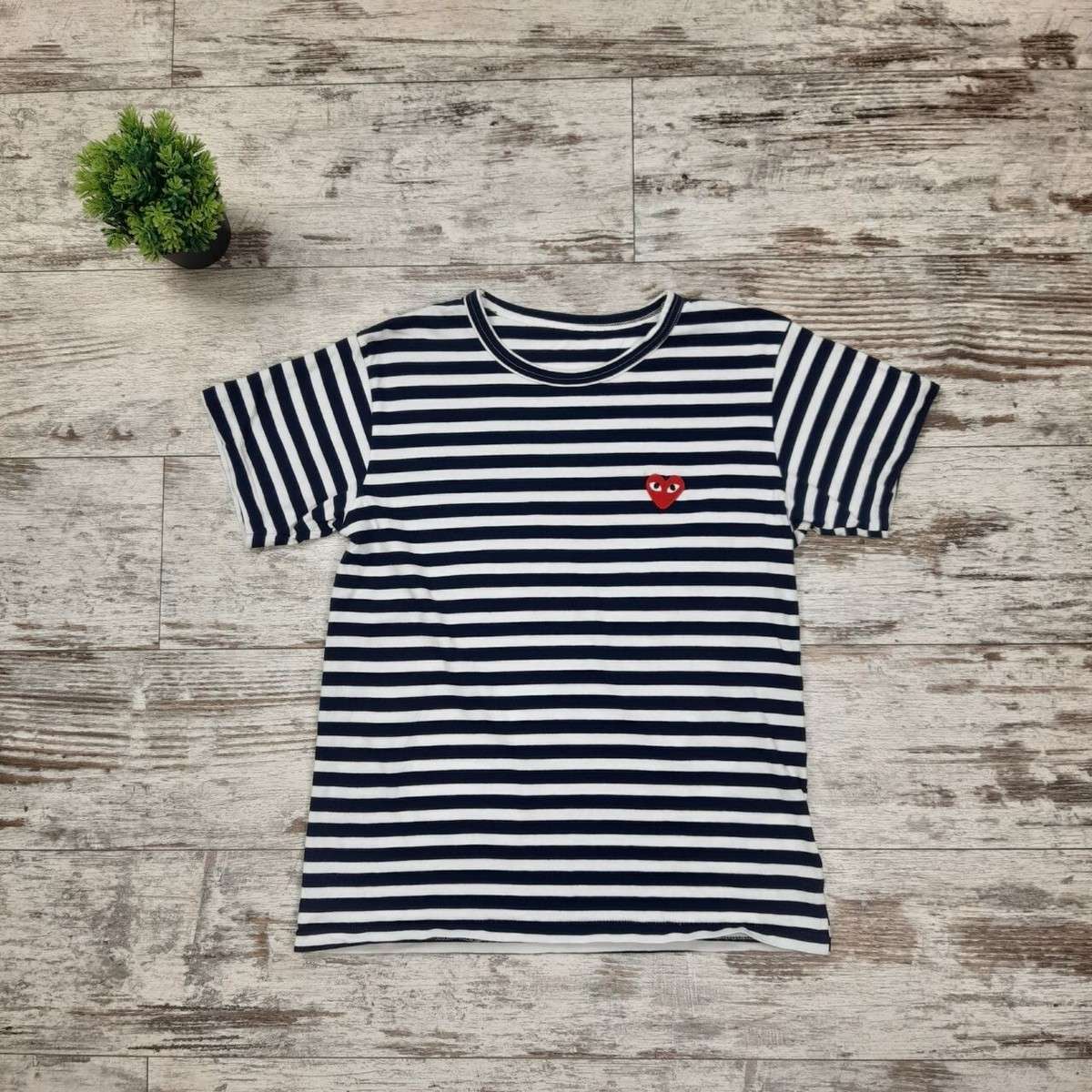 CDG Black Tee with Red Heart