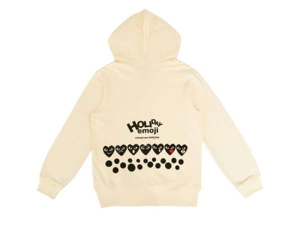 CDG PLAY Holiday Emoji Cream Zip Hoodie